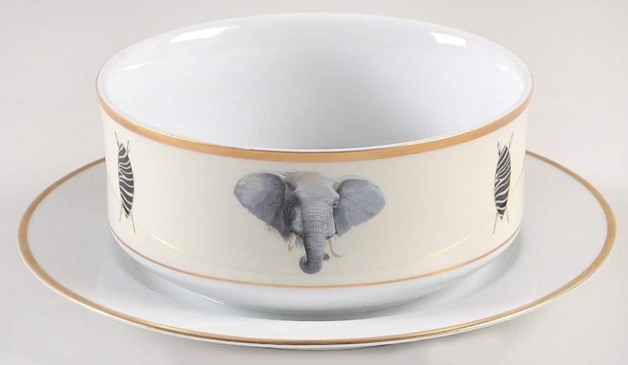 African Big 5 Gravy Boat with Attached Underplate by Royal Sheffield Porcelain-1