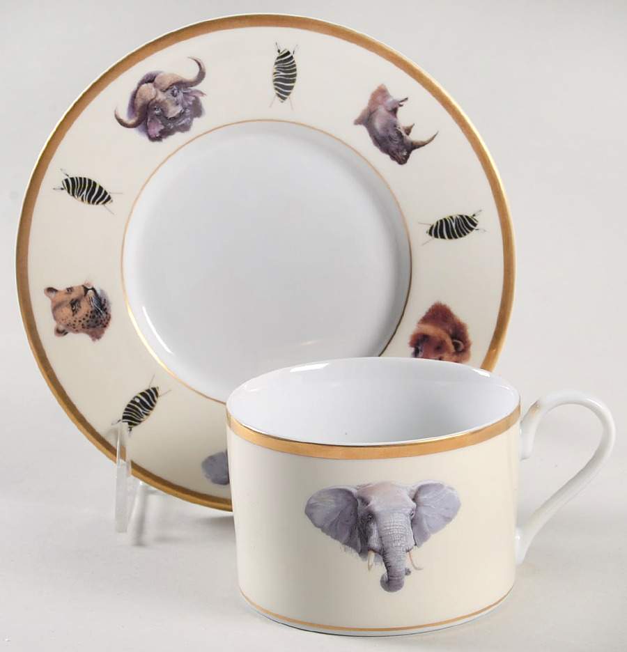 African Big 5 Flat Cup & Saucer Set by Royal Sheffield Porcelain-1