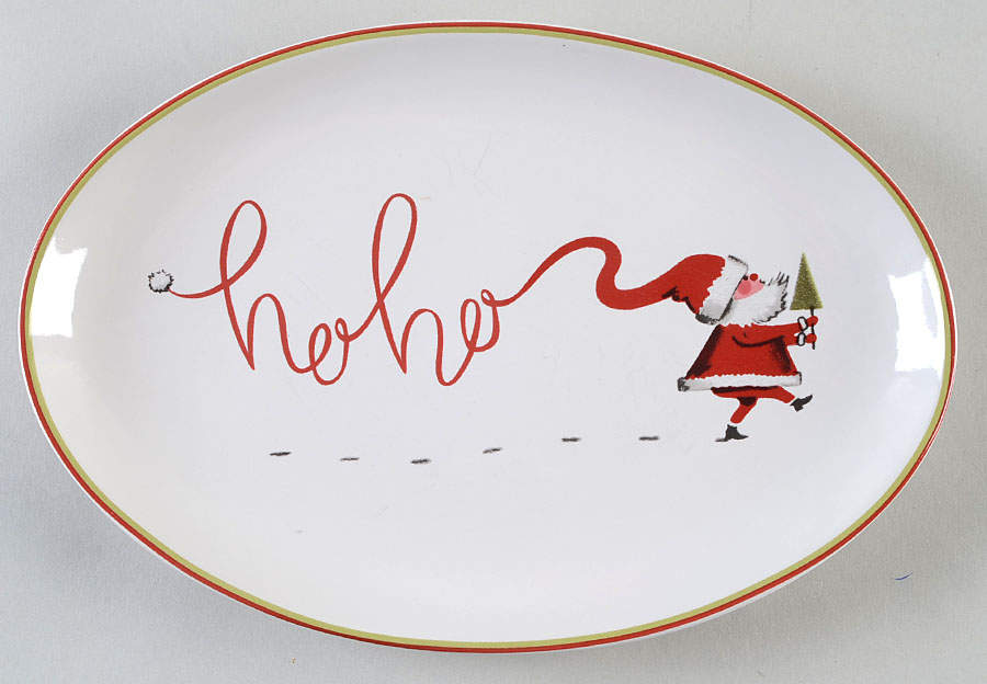 Merry Santa Oval Dessert Plate by Rosanna-1