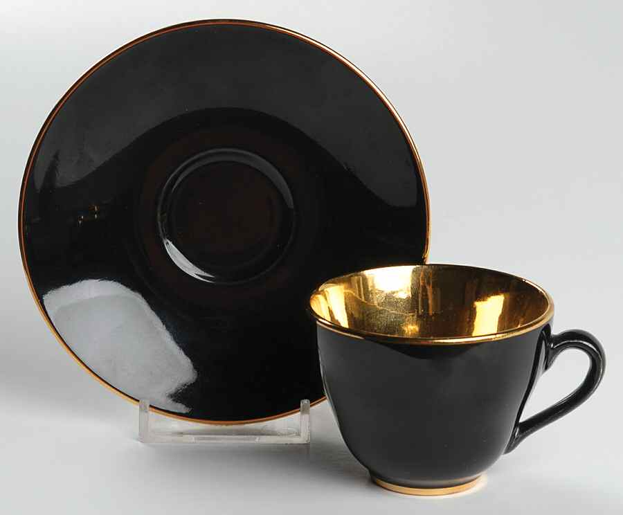Confetti (Gold Trim) Flat Demitasse Cup & Saucer Set by Royal Copenhagen-1
