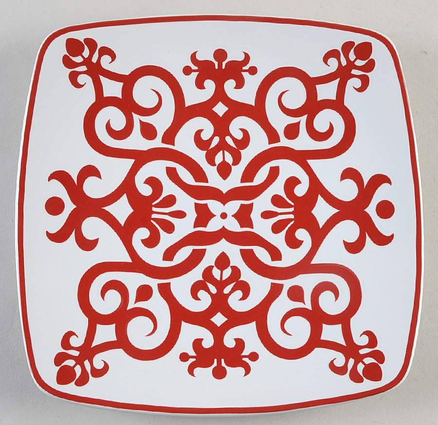 Tuzani Collection Red Square Salad Plate by Roscher & Co-1