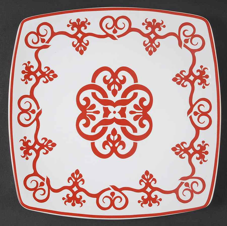 Tuzani Collection Red Square Dinner Plate by Roscher & Co-1