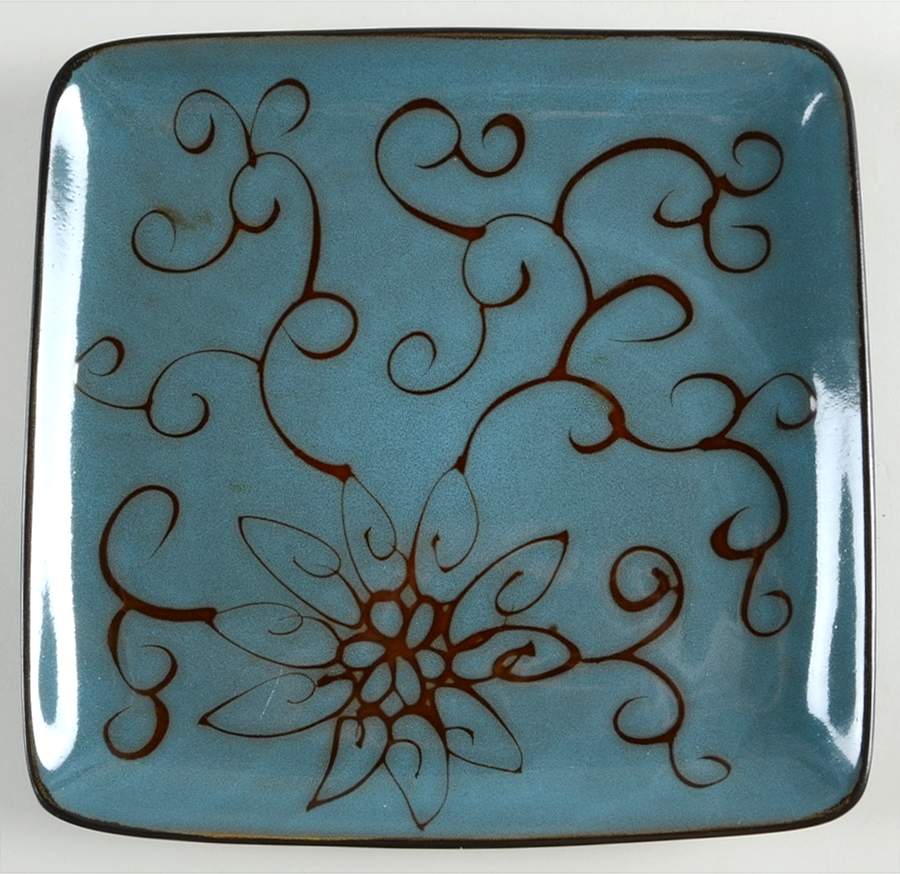 Olivia Blue Square Dinner Plate by Roscher & Co-1