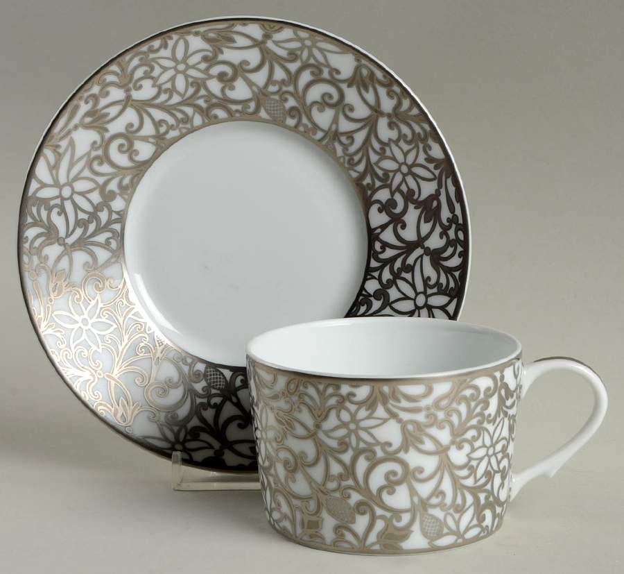 Salamanque Platinum Flat Cup & Saucer Set by Raynaud-1