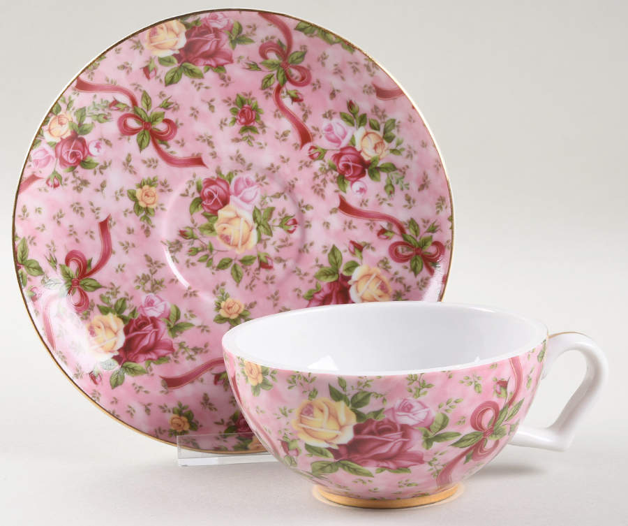 Old Country Roses (Pink Chintz) Flat Cup & Saucer Set by Royal Albert-1