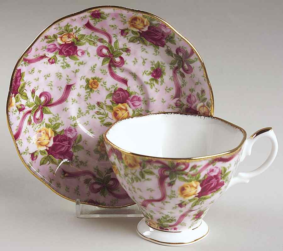 Old Country Roses (Pink Chintz) Footed Cup & Saucer Set by Royal Albert-1