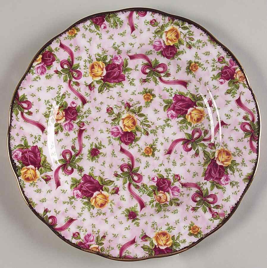 Old Country Roses (Pink Chintz) Dessert/Pie Plate by Royal Albert-1