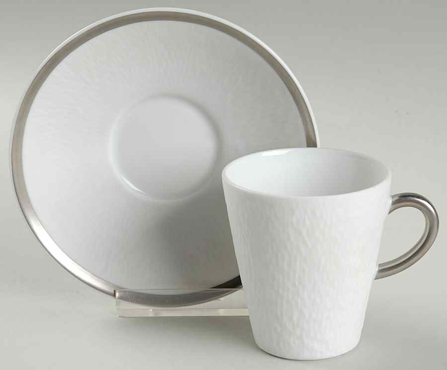Mineral Sable Platine Flat Demitasse Cup & Saucer Set by Raynaud-1