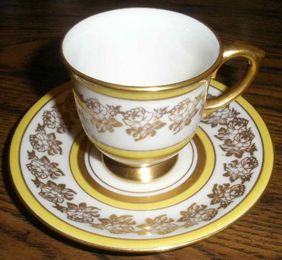 Joan Yellow Footed Demitasse Cup & Saucer Set by Ransgil-1