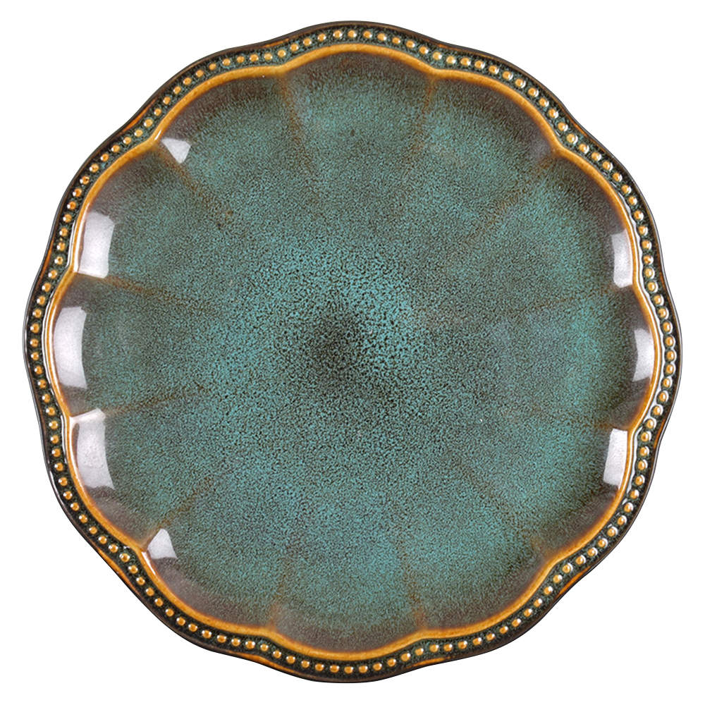 Hobnail Teal Dinner Plate by Roscher & Co-1
