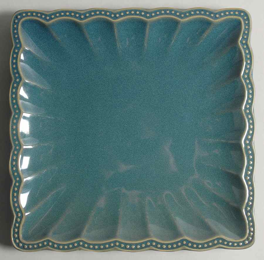 Hobnail Teal Square Dinner Plate by Roscher & Co-1