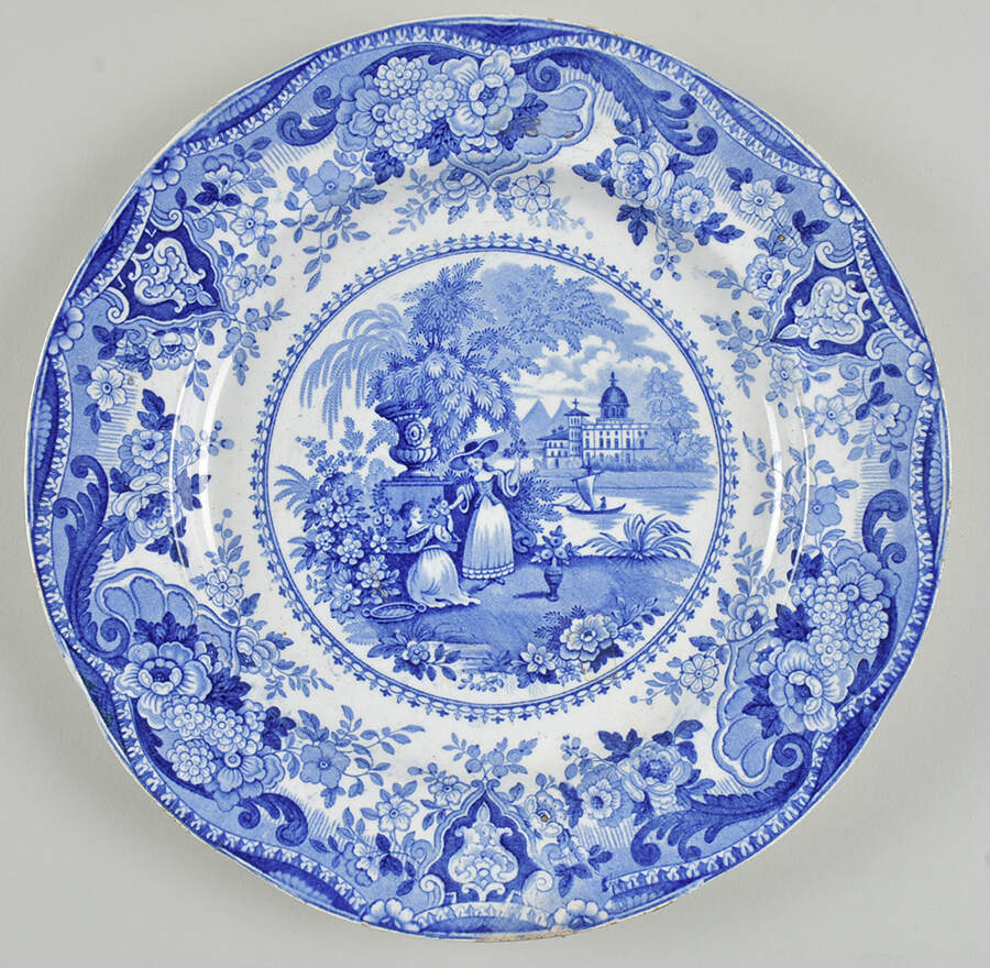 Italian Buildings Blue Dinner Plate by Ralph Hall-1