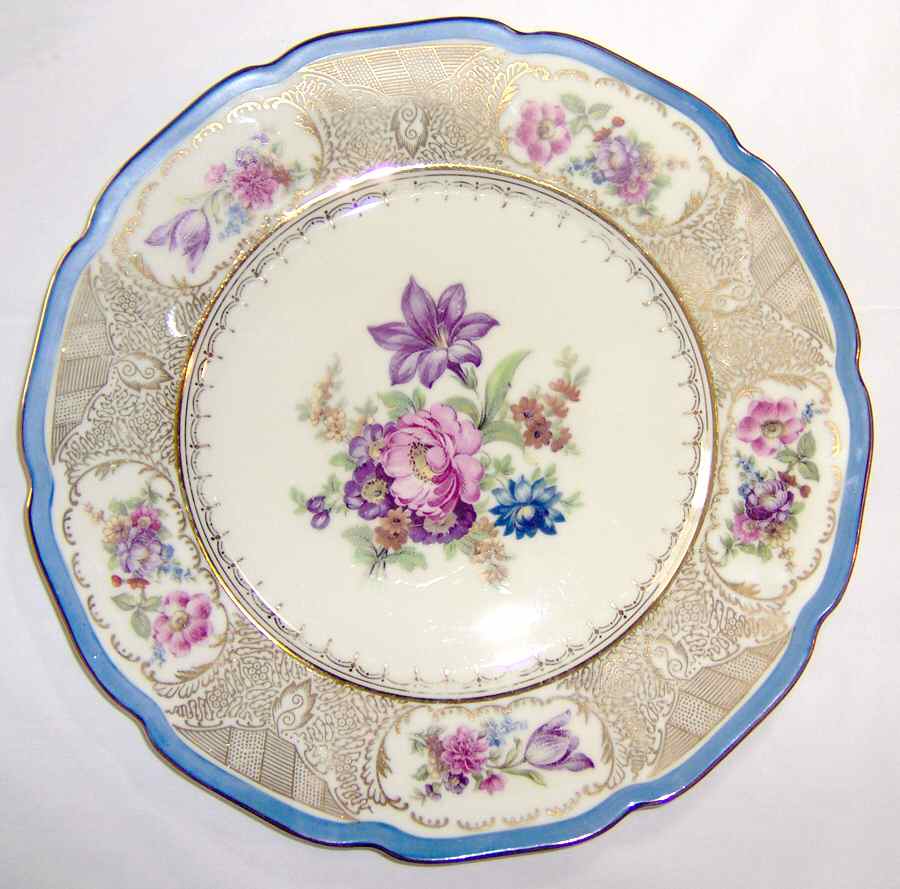 6066 (Blue) Dinner Plate by RM Czechoslovakia-1