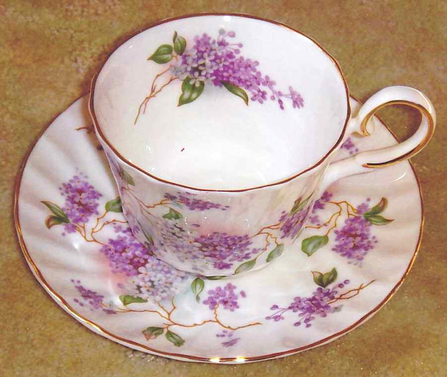 French Lilacs Flat Cup & Saucer Set by Royal Staffordshire-1