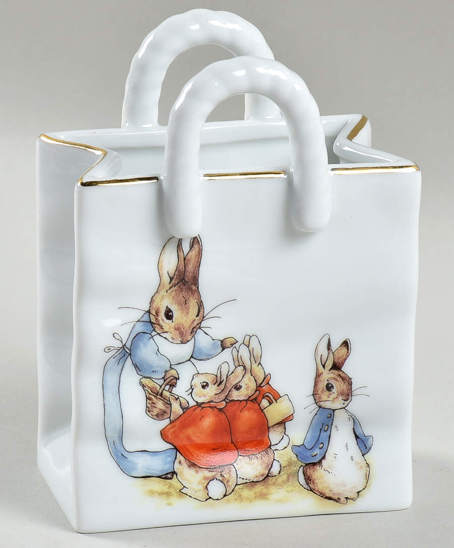 Peter Rabbit (Gold Trim) 4" Bag Vase by Reutter Porzellan-1