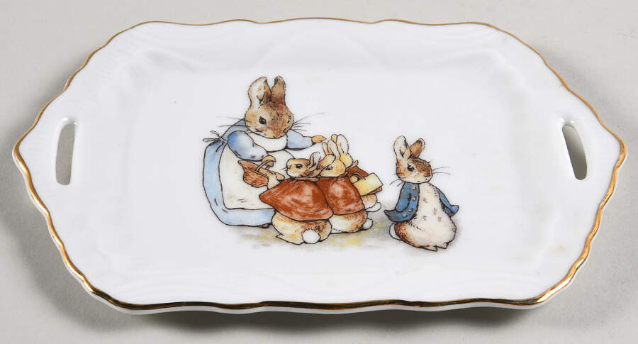 Peter Rabbit (Gold Trim) Rectangular Toy Tray by Reutter Porzellan-1