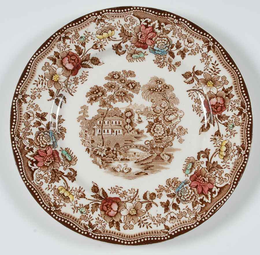 Tonquin Brown Multicolor (Brown Center) Dinner Plate by Royal Staffordshire-1