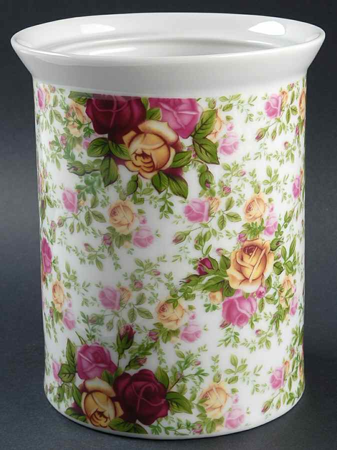 Country Rose Chintz Cookie Jar No Lid by Royal Albert-1