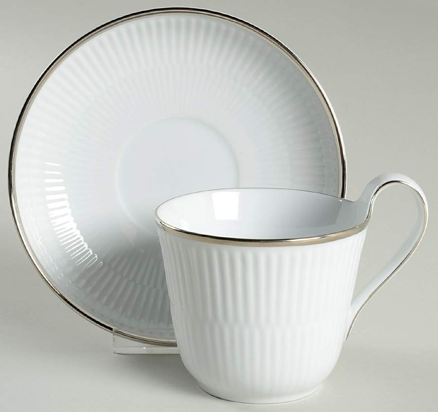 Platinum Flat Cup & Saucer Set by Royal Copenhagen-1