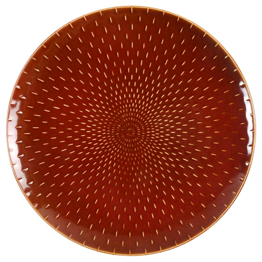 Stitch Brick Red Dinner Plate by Ruff Hewn-1