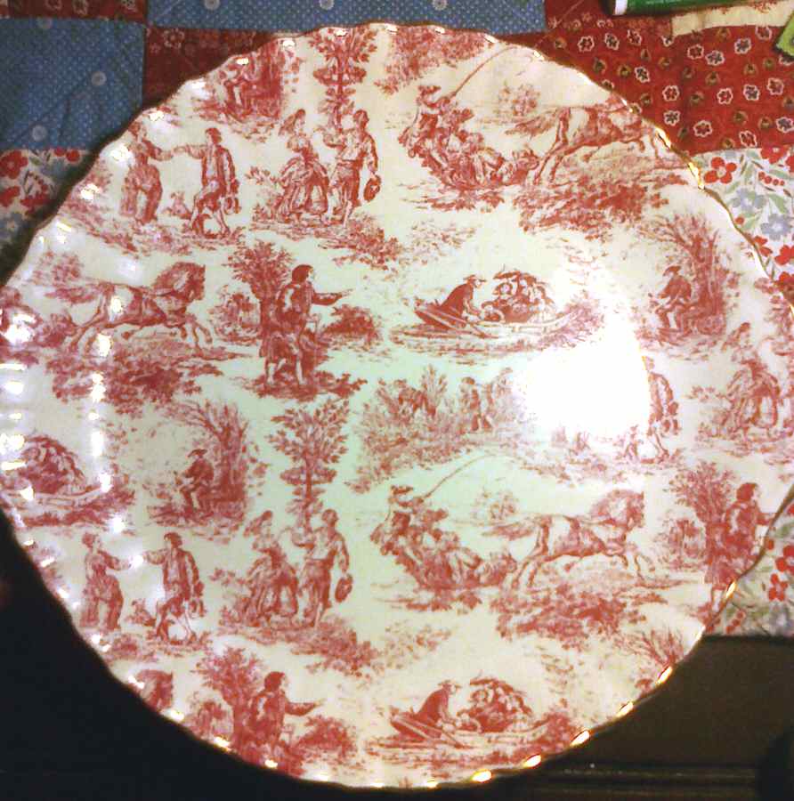 Village Life Red Handled Cake Plate by Royale Garden-1