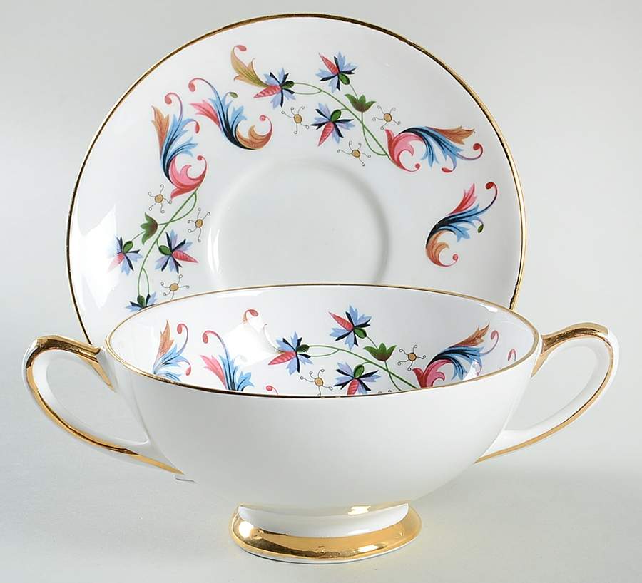 Raphoe Footed Cream Soup Bowl & Saucer Set by Royal Tara-1