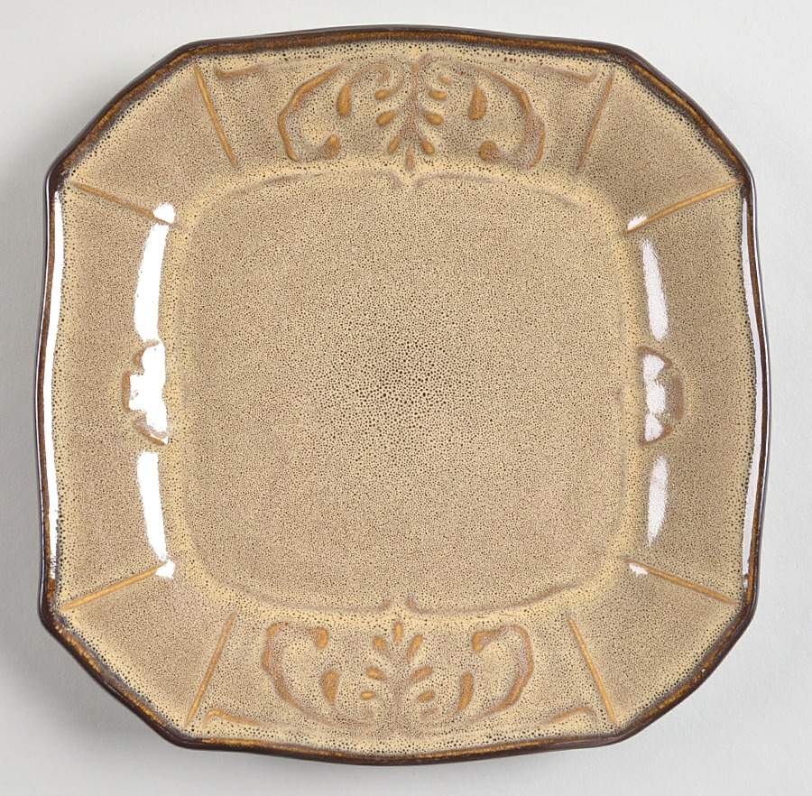 Victorian Scroll Cream Square Salad Plate by Reba Harmony for the Home-1