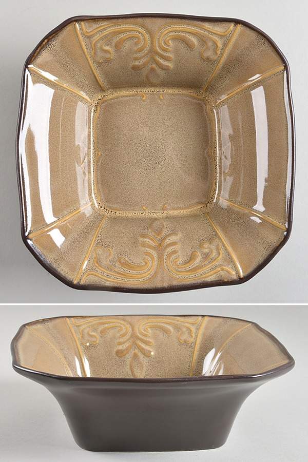 Victorian Scroll Cream Square Soup/Cereal Bowl by Reba Harmony for the Home-1