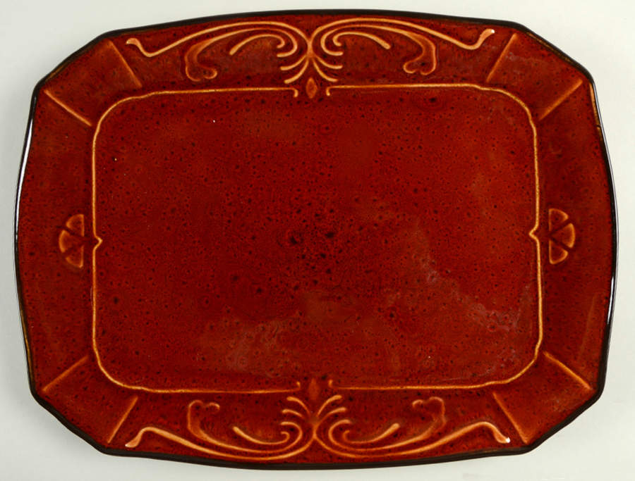 Victorian Scroll Red 15" Rectangular Serving Platter by Reba Harmony for the Home-1