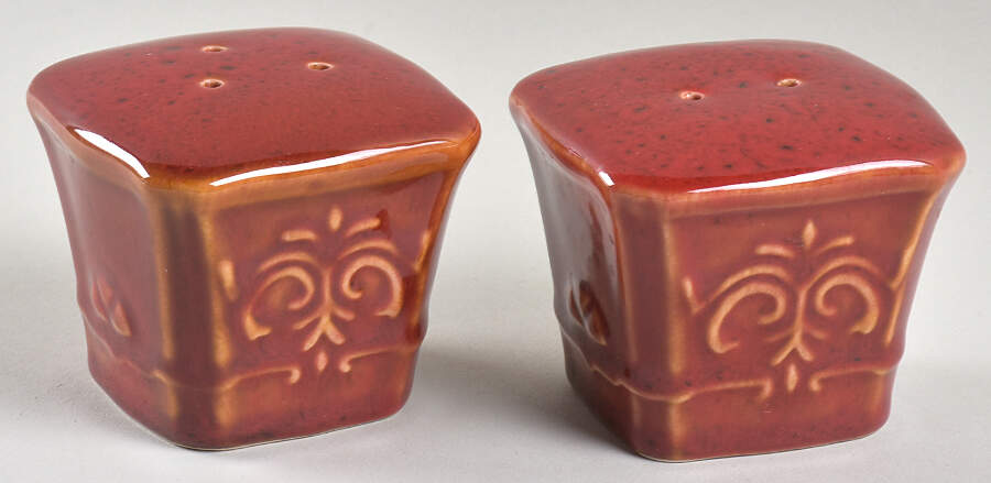 Victorian Scroll Red Salt & Pepper Set by Reba Harmony for the Home-1