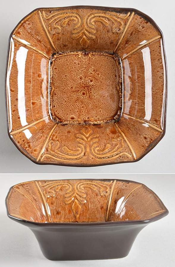 Victorian Scroll Honey Square Soup/Cereal Bowl by Reba Harmony for the Home-1