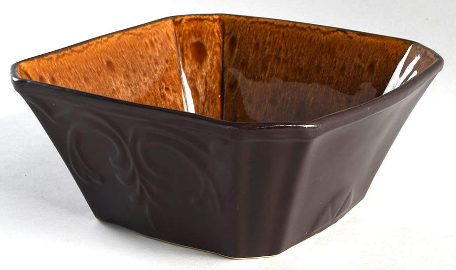 Victorian Scroll Honey 8" Square Serving Bowl by Reba Harmony for the Home-1