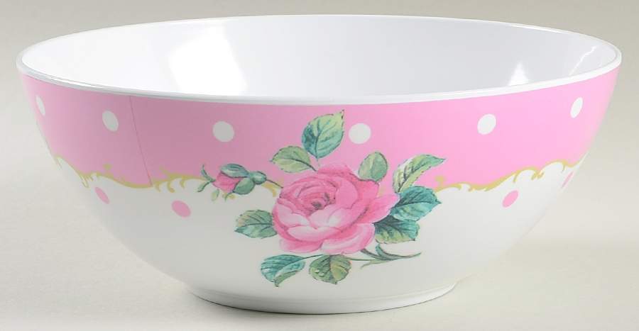 New Country Roses White 9" Round Melamine Serving Bowl by Royal Albert-1
