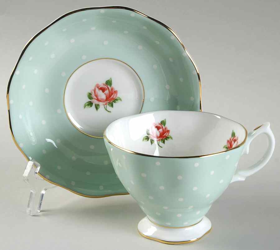 Polka Rose Footed Cup & Saucer Set by Royal Albert-1