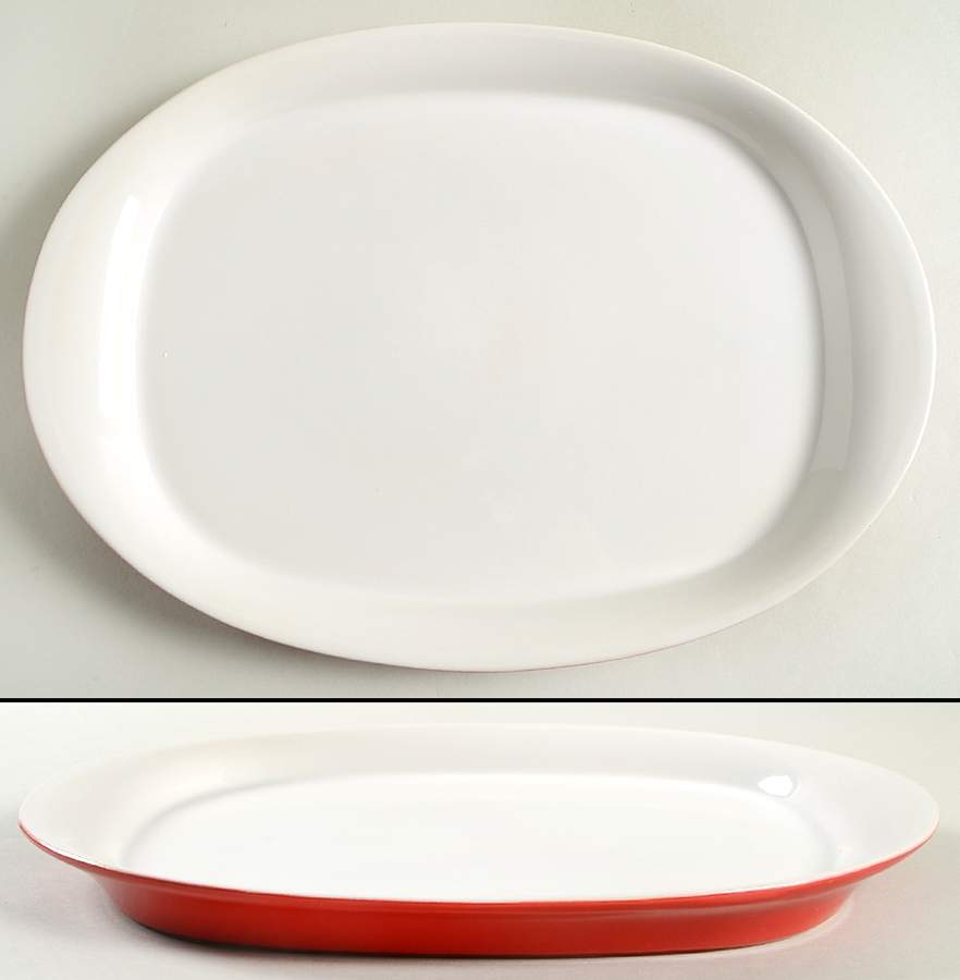 Round and Square Red 14" Oval Serving Platter by Rachael Ray-1