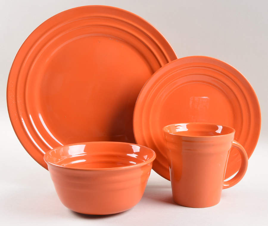 Double Ridge Tangerine Orange 4 Piece Place Setting by Rachael Ray-1
