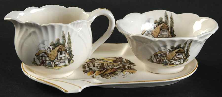 ROS94 Individual Creamer & Open Sugar W/Tray by Royal Staffordshire-1