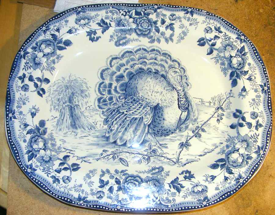 Tonquin Blue (Turkey Center) 18" Oval Serving Platter by Royal Staffordshire-1