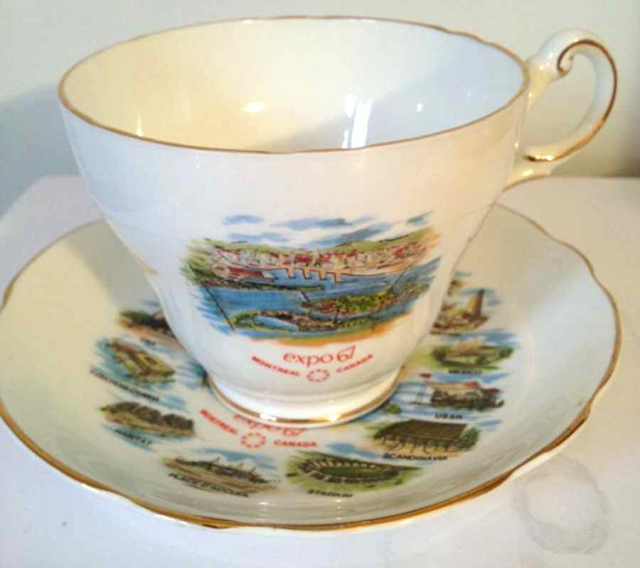 Expo67 Footed Cup & Saucer Set by Royal Darwood-1