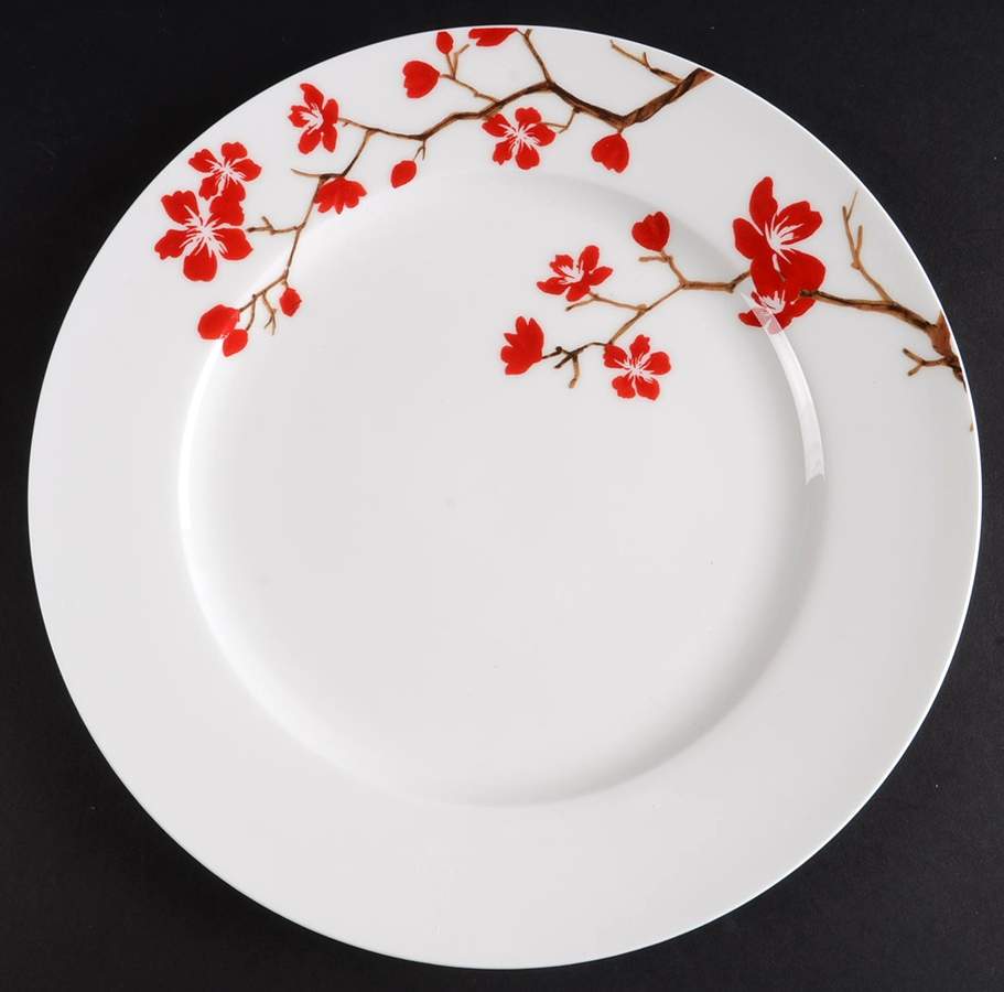 Red Cherry Blossom Dinner Plate by Roscher & Co-1