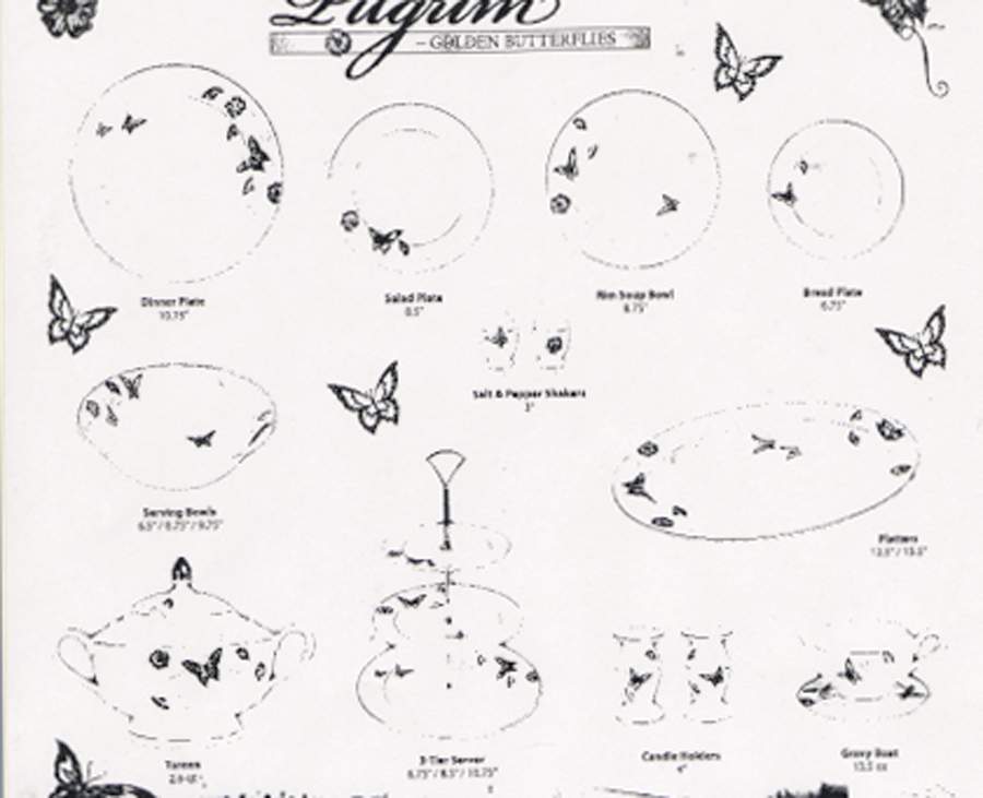 Pilgrim Golden Butterflies Dinner Plate by Royal Design-1