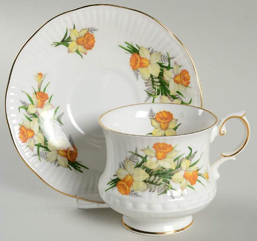 Centenary Year (Floral, Eros Shape) Footed Cup & Saucer Set by Rosina-Queens-1