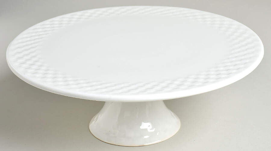 Basketweave 9" Diameter Pedestal Cake Stand by Roscher & Co-1