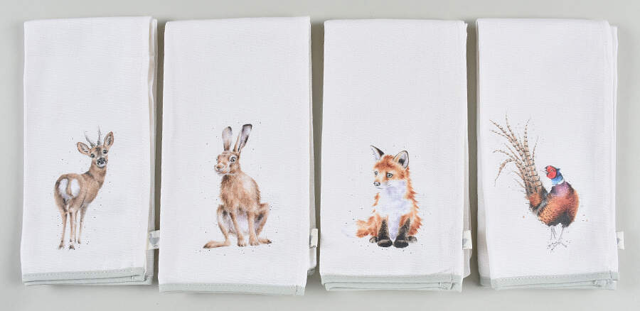 Wrendale Designs Cloth Napkins - Set of 4 (NAPC5, NPCM6, NAPCM7 & NAPCM8) by Royal Worcester-1