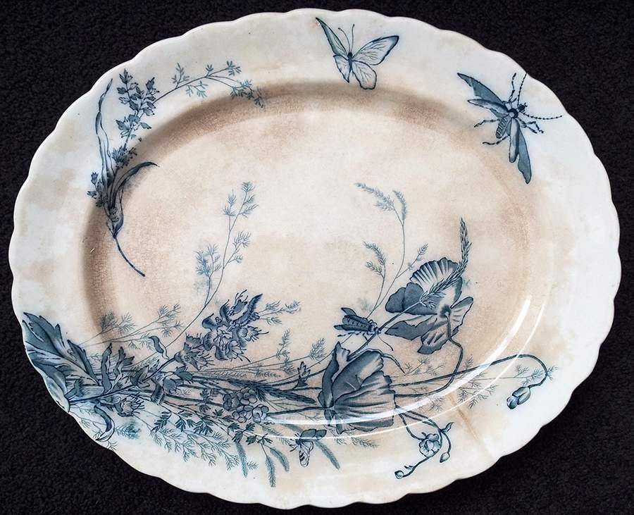 Poppy Blue 14" Oval Serving Platter by Ralph Hamersley-1