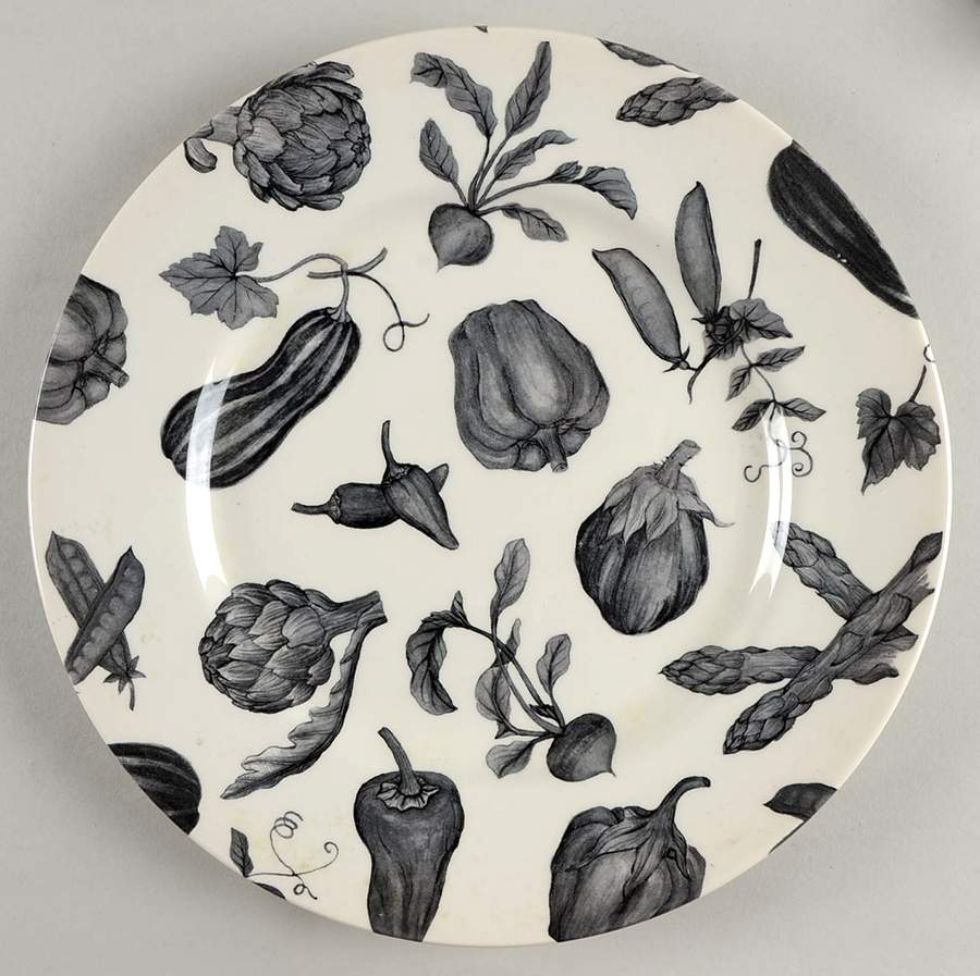 Toile De Legumes Black Dinner Plate by Royal Stafford-1