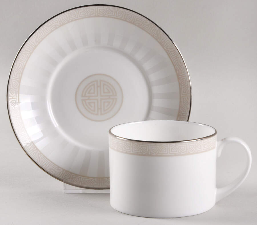 Satori Pearl Flat Cup & Saucer Set by Royal Crown Derby-1