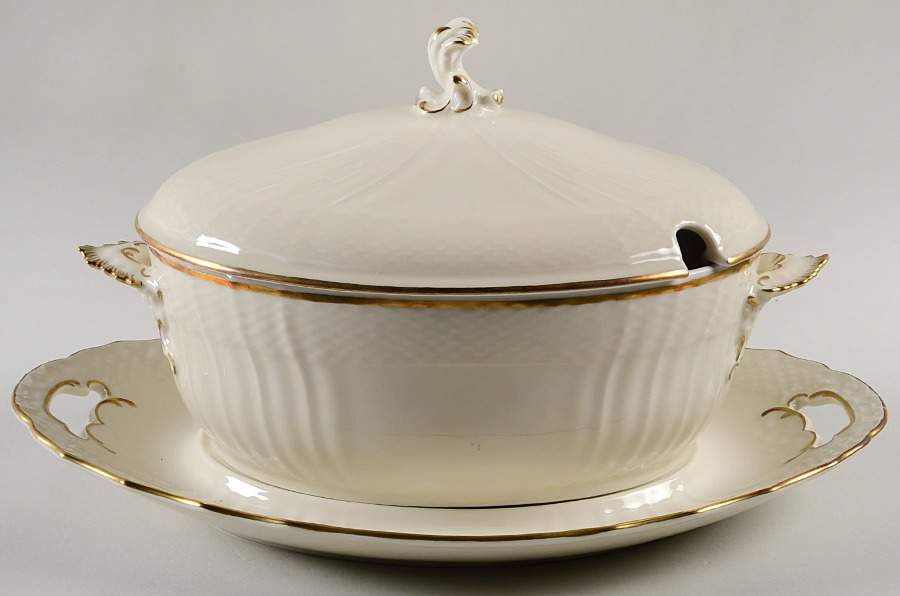 Josephine Cream Oval Tureen & Lid with Underplate by Royal Copenhagen-1