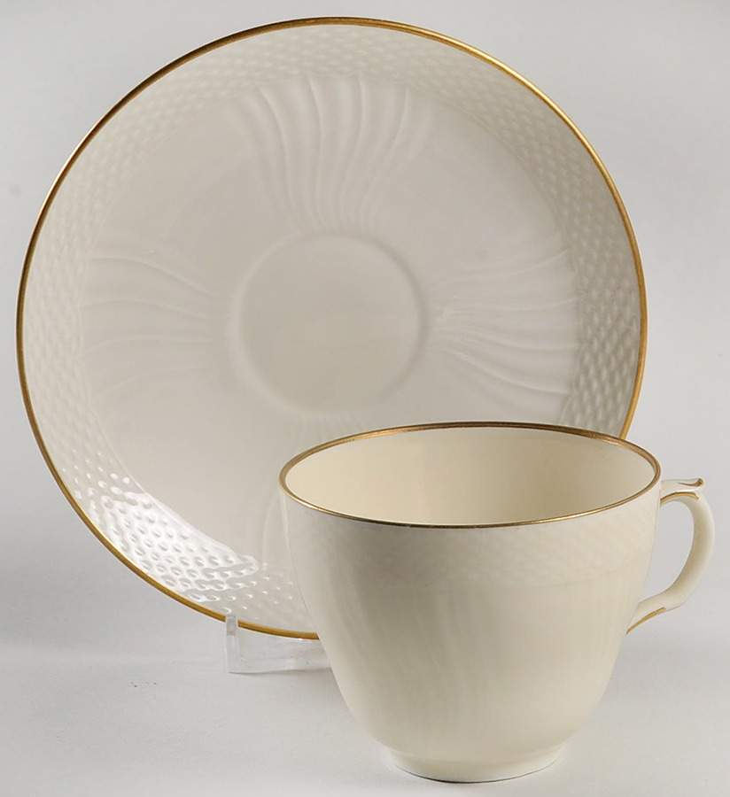 Josephine Cream Flat Cup & Saucer Set by Royal Copenhagen-1
