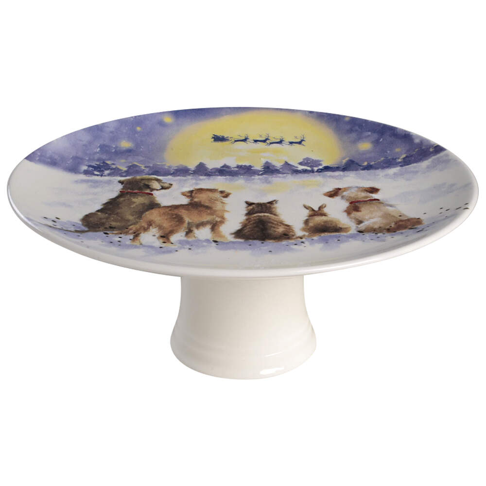 Wrendale Designs Christmas 9" Diameter Pedestal Cake Stand by Royal Worcester-1